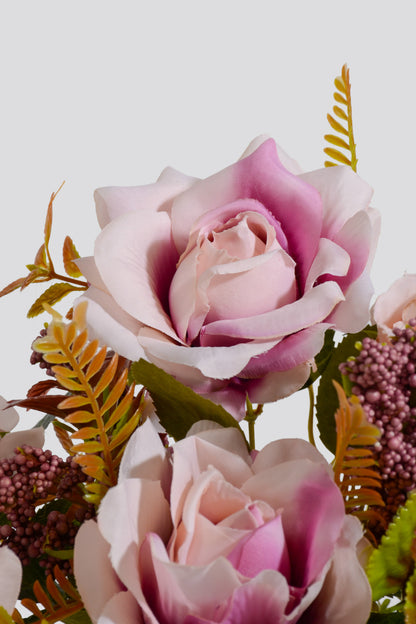 15.75" Artificial Mixed Rose Bush Lavender