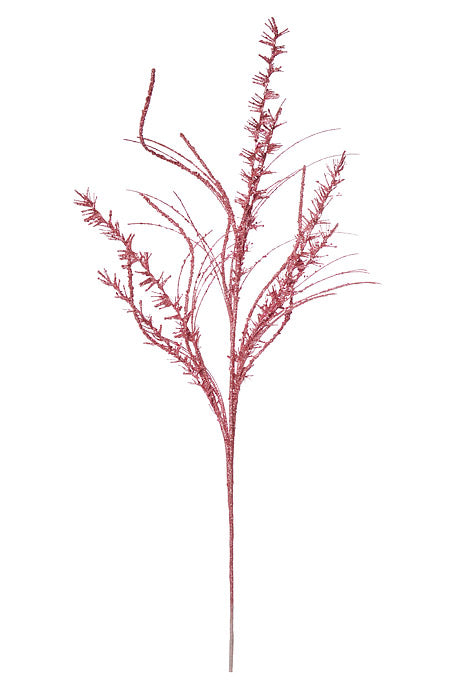 35" Glitter Mica Mini Leaf Grass Spray Pink