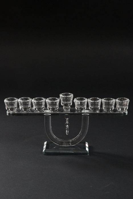 12.5" X 6.25" Crystal 9-lite Candle Holder Clear