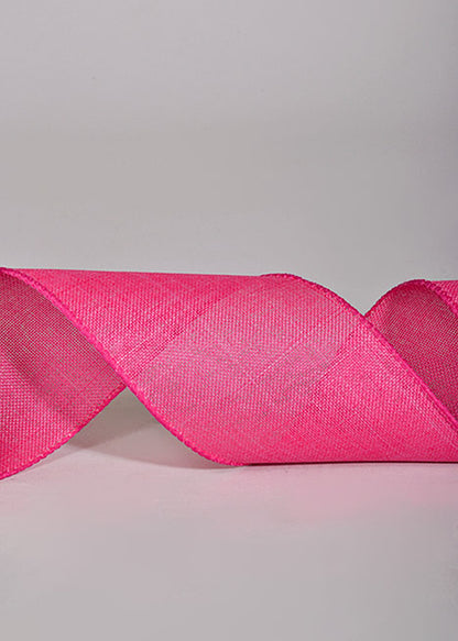 2.5" X 10Yds Wired Poly Linen Ribbon Fuchsia