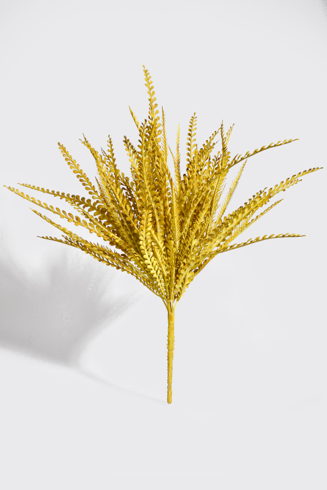19" Artificial Peacock Fern Bush Mustard
