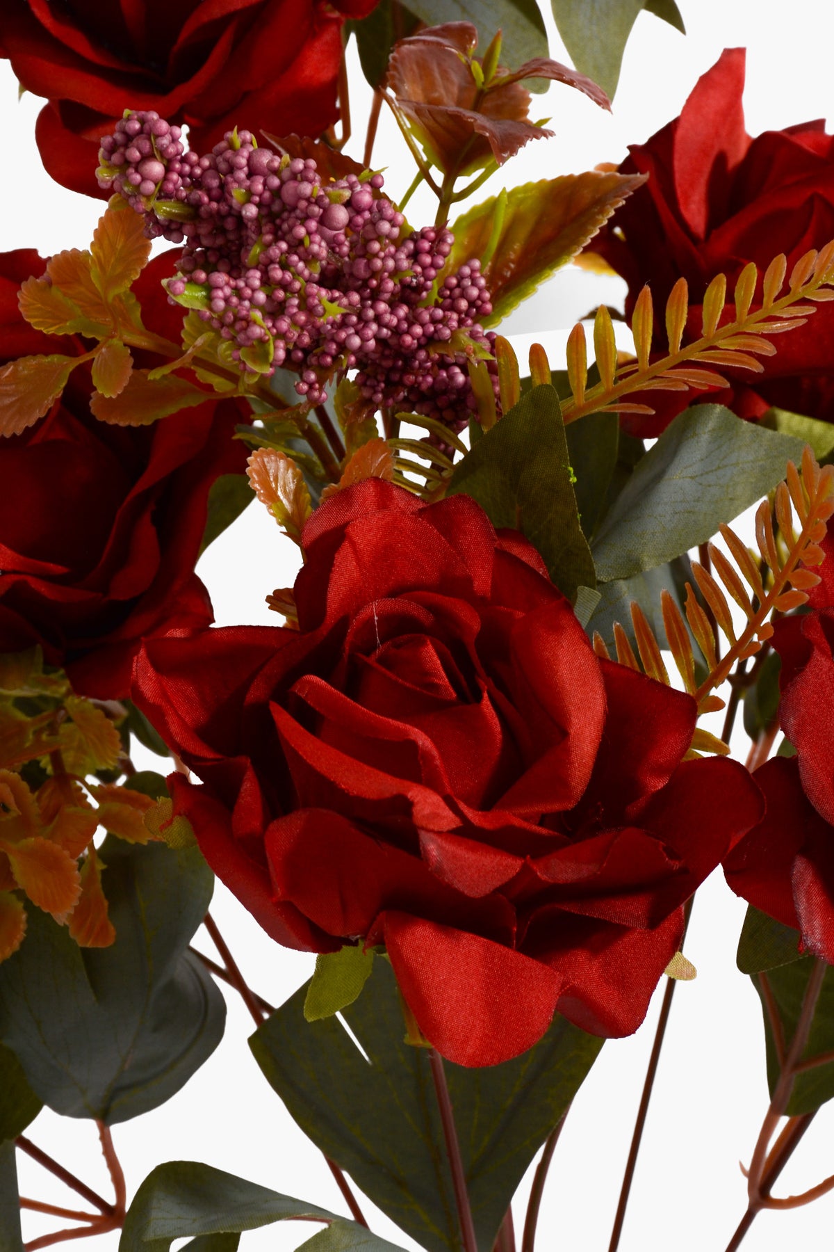 19" Artificial Mixed Rose Bush Red