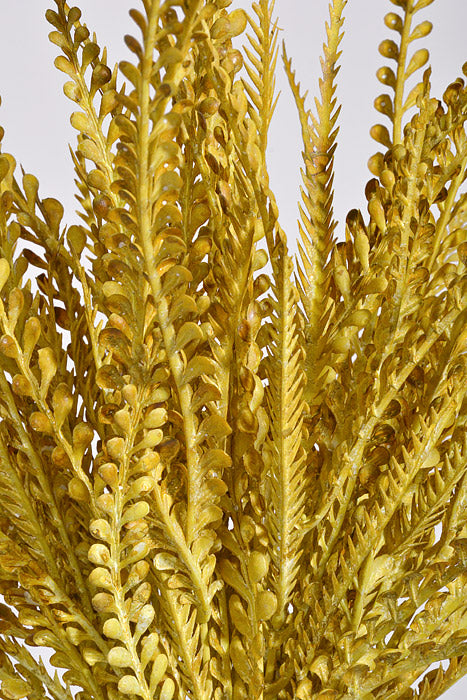 19" Artificial Peacock Fern Bush Mustard