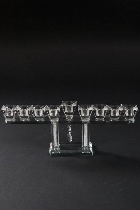 14&quot; X 5.75&quot; Crystal 9-lite Candle Holder Clear