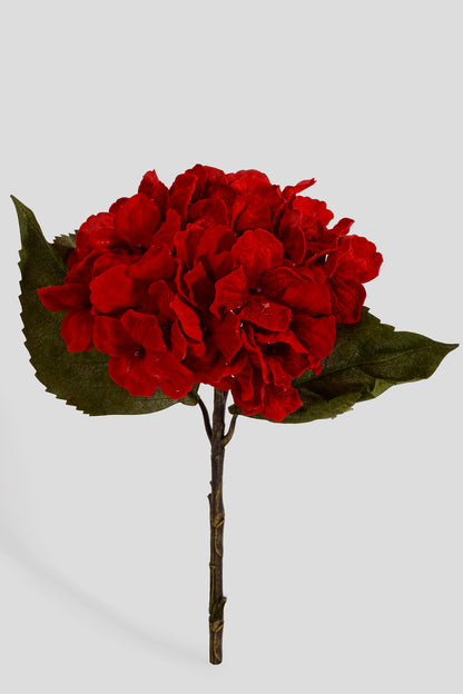 11" Velvet Hydrangea Pick Red