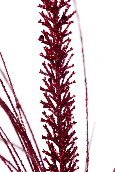 34" Glitter Mica Triple Spike Grass Spray Cranberry