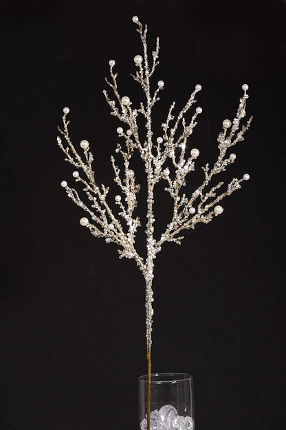 33.5" Iced Twig Pearl Spray Silver
