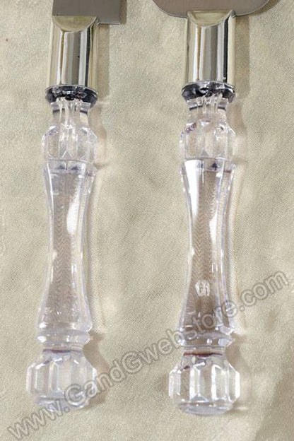 Cake Knife Set W/acrylic Handle Clear