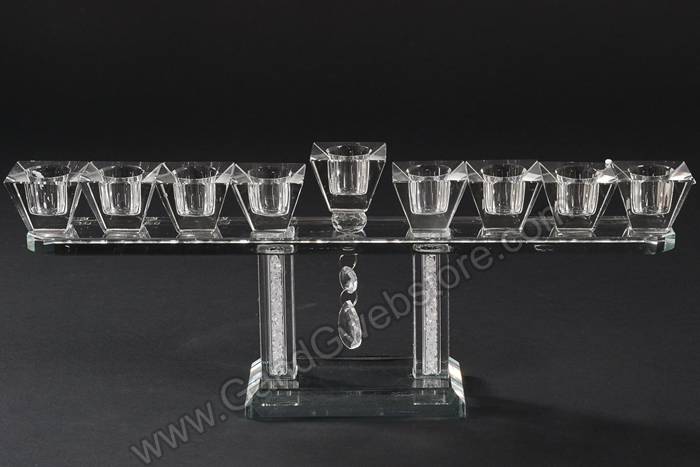 14&quot; X 5.75&quot; Crystal 9-lite Candle Holder Clear
