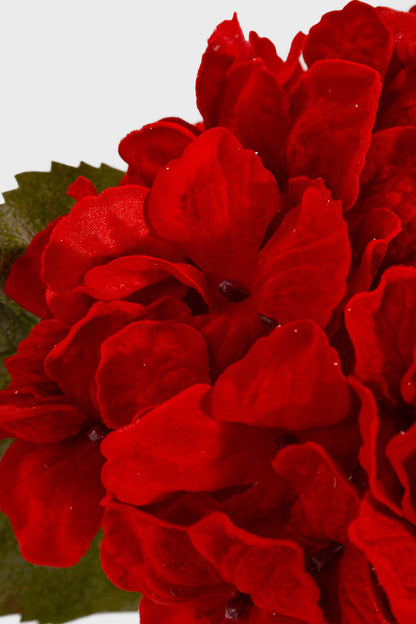 11" Velvet Hydrangea Pick Red