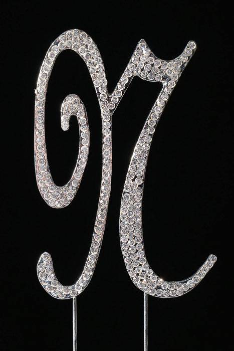 4.5" Rhinestone Letter "n" Cake Topper Silver