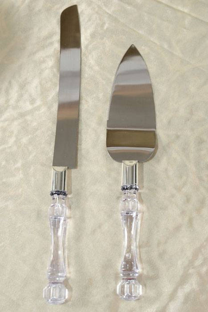 Cake Knife Set W/acrylic Handle Clear