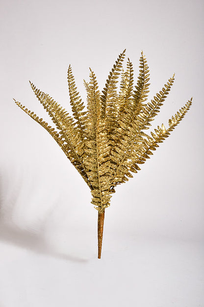 17" Fern Glitter Bush Gold