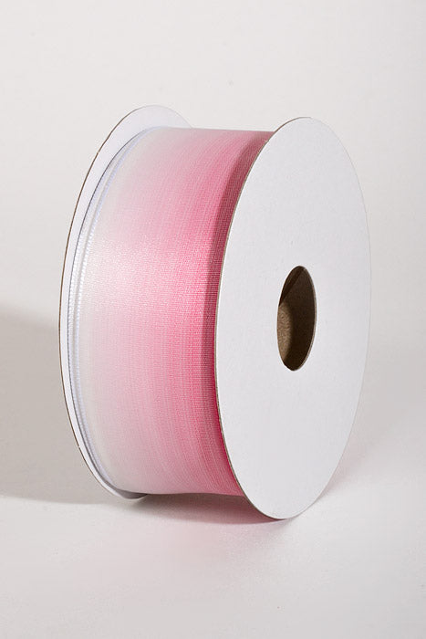 1.5" X 25Yds Wired French Ombre Ribbon Pink/White
