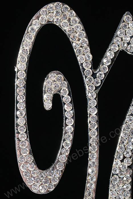 4.5" Rhinestone Letter "n" Cake Topper Silver