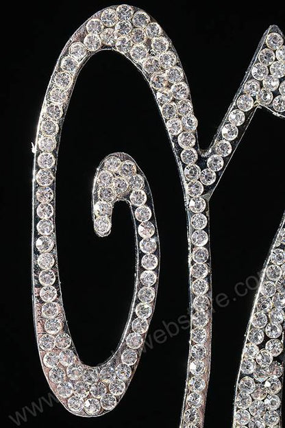 4.5" Rhinestone Letter "n" Cake Topper Silver