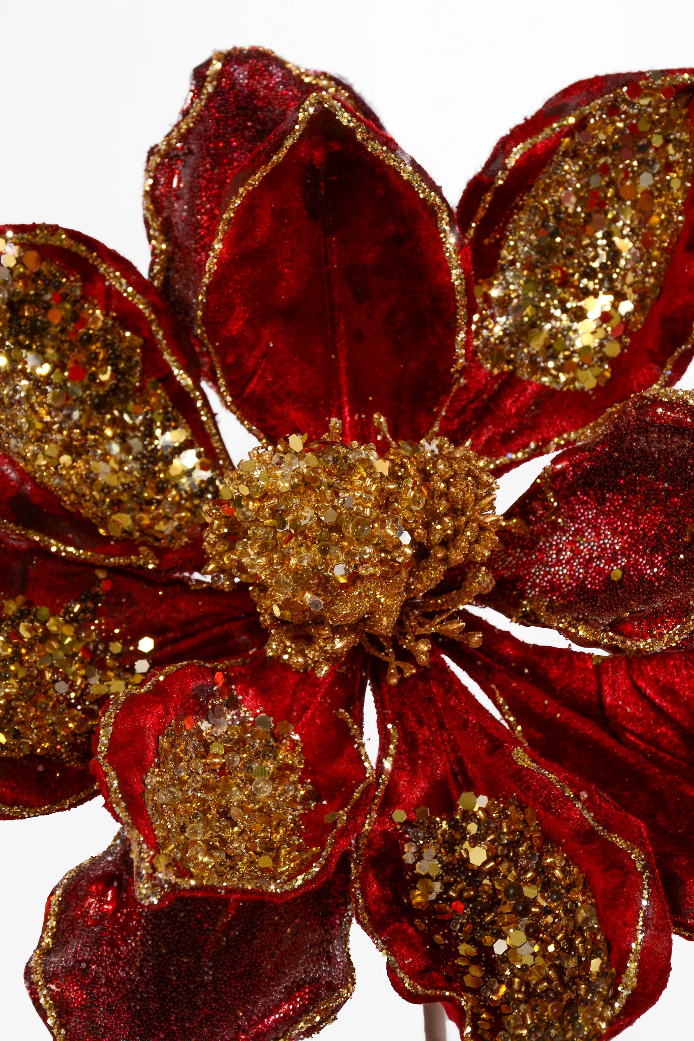 28" Jeweled Magnolia Stem Gold/Burgundy