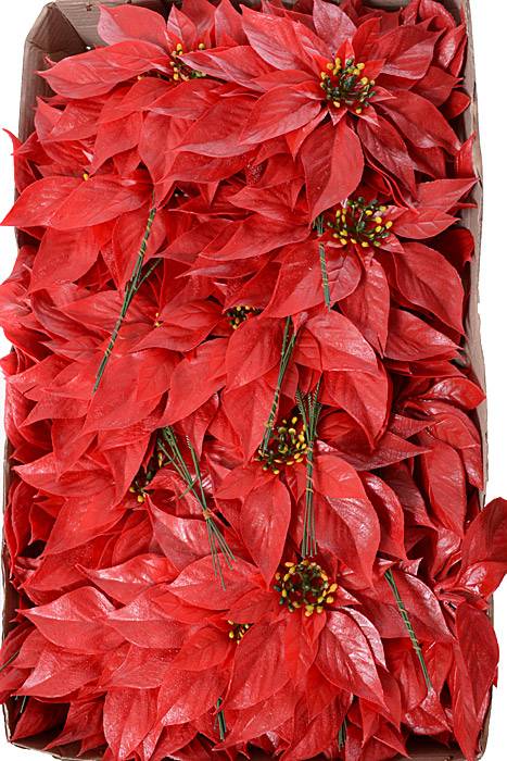 11" Poinsettia Head Pick Red Pkg/100