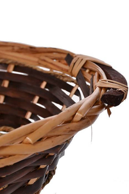 16.5x13x4 Oval Willow &amp; Rope Dark Brown