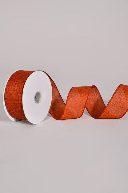 1.5" X 10Yds Wired Poly Linen Ribbon Terracotta