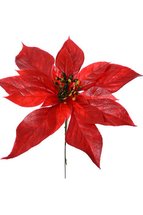 11" Poinsettia Head Pick Red Pkg/100