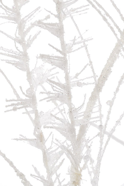 35" Glitter Mica Mini Leaf Grass Spray White