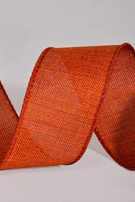 1.5" X 10Yds Wired Poly Linen Ribbon Terracotta