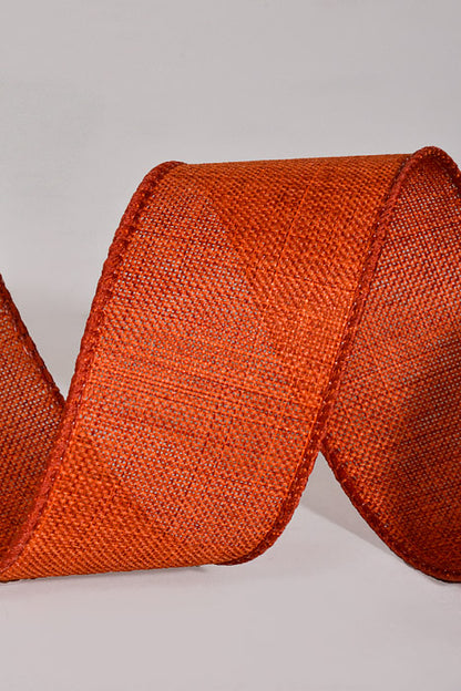 1.5" X 10Yds Wired Poly Linen Ribbon Terracotta