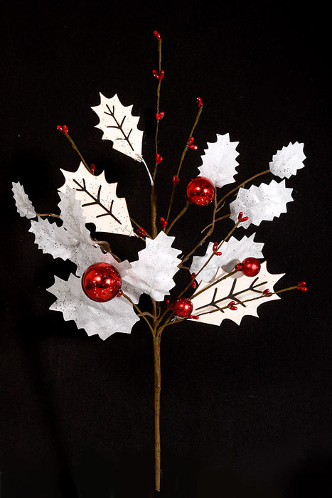 17" Holly Ball Pick Red/White