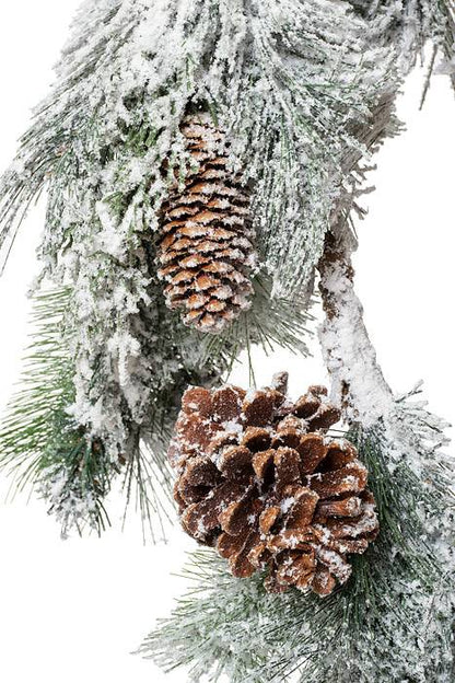 5ft Snow Pine/cone Garland White/green