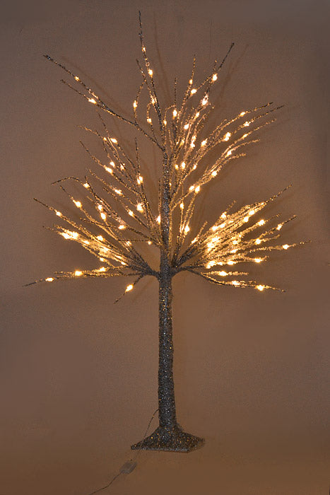 60" Metallic Led Timer Remote  Winter tree Battery/Plug Silver