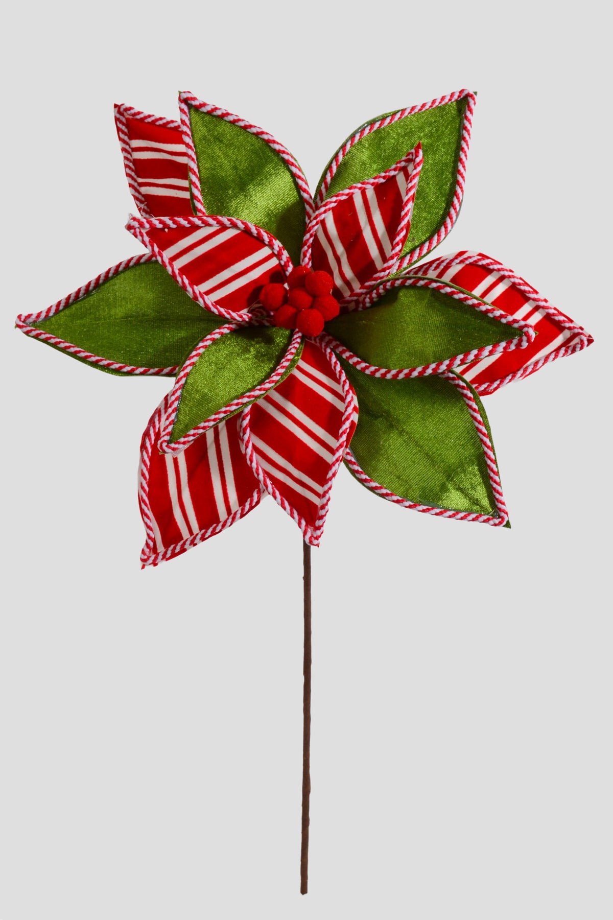 25" Poinsettia Stem Red/White/Green