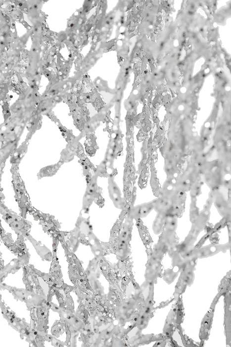 27.5" Glitter Plastic Twig Hanging Bush Silver