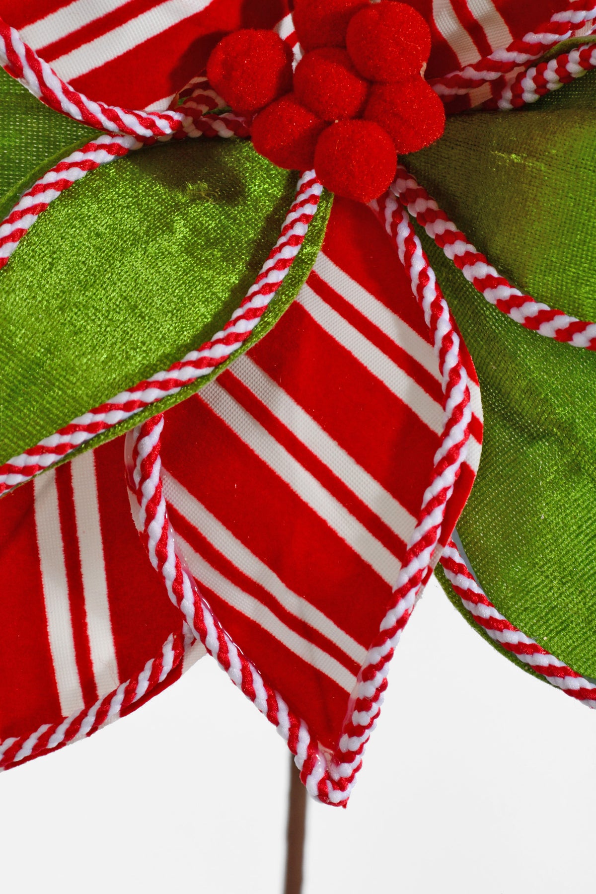 25" Poinsettia Stem Red/White/Green