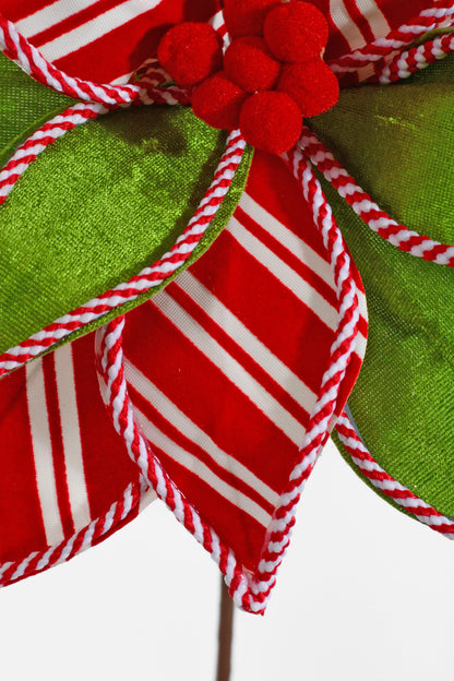 25" Poinsettia Stem Red/White/Green