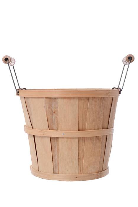 7" X 6" Round Split Wood Bushel W/wire Handle