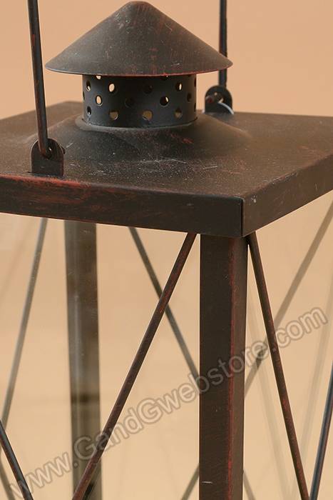 7&quot; X 16&quot; Metal &amp; Glass Candle Lantern Brown/copper