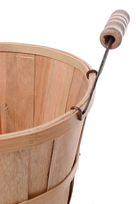 7" X 6" Round Split Wood Bushel W/wire Handle