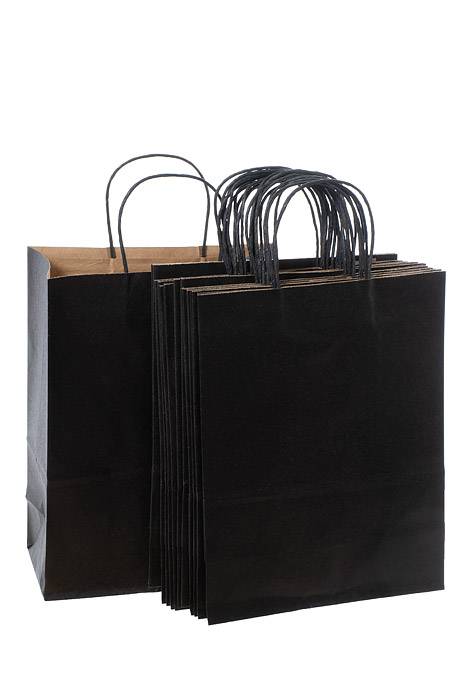 10" X 5" X 13" Debbie Kraft Shopping Bag Black Pkg/12