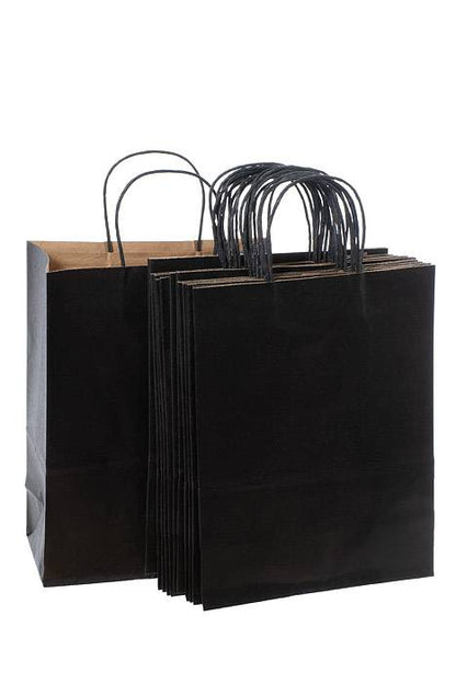 10" X 5" X 13" Debbie Kraft Shopping Bag Black Pkg/12