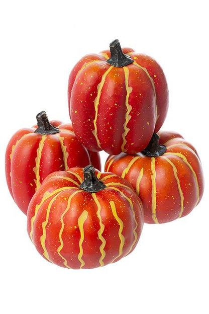 4" Harvest Pumpkin Red/orange Pkg/4