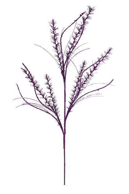 35" Glitter Mica Mini Leaf Grass Spray Purple