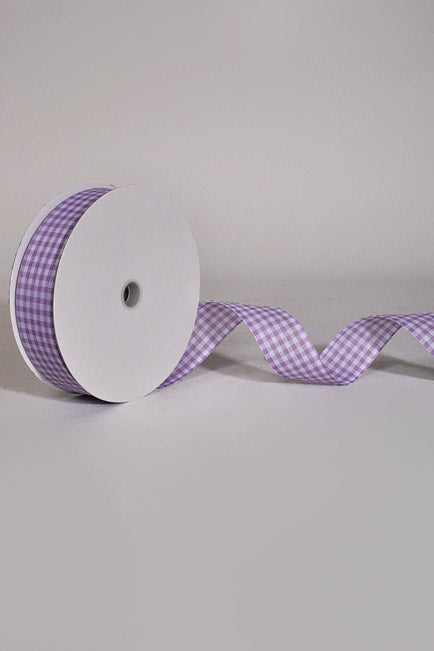 1.5" X 50Yds Wired Gingham Ribbon Lavender/White