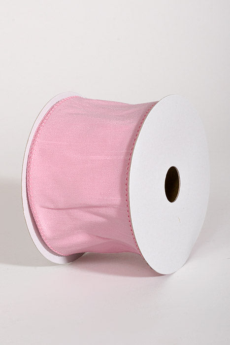 2.5" X 10Yds Wired Faux Dupion Ribbon Pink