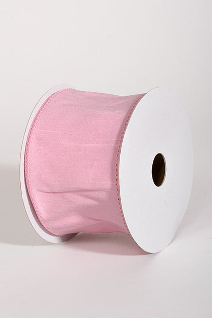 2.5" X 10Yds Wired Faux Dupion Ribbon Pink
