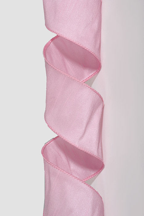 2.5" X 10Yds Wired Faux Dupion Ribbon Pink