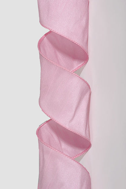 2.5" X 10Yds Wired Faux Dupion Ribbon Pink