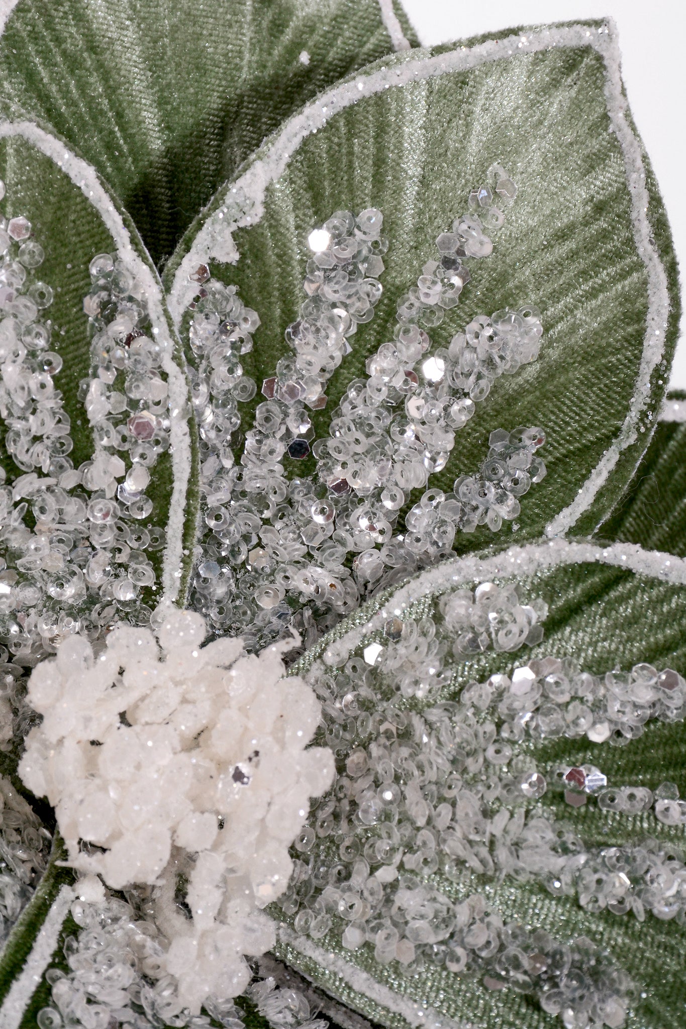 21" Velvet W/Glitter Poinsettia Stem Matcha