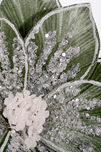 21" Velvet W/Glitter Poinsettia Stem Matcha