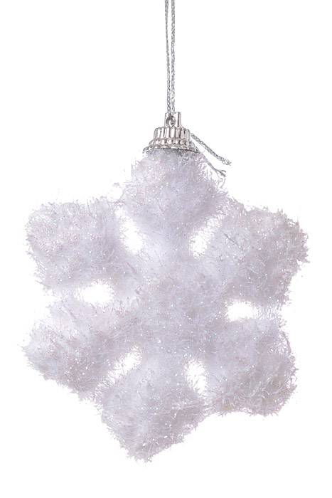 3" Foam Snowflake Ornament W/glitter White Pkg/6